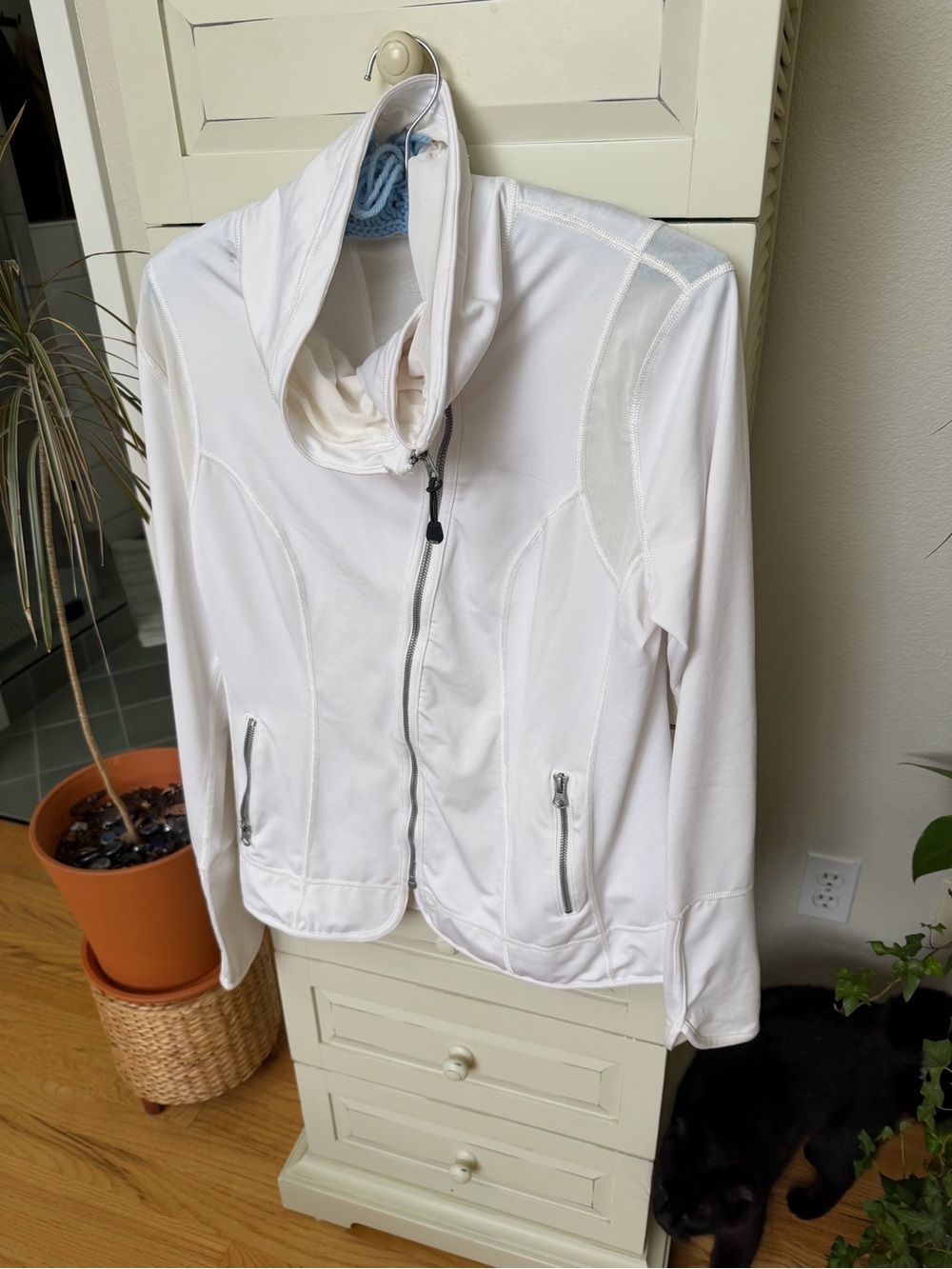 Zella White Full-Zip Utility Jacket with High Collar